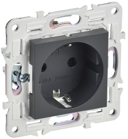 Розетка SKANDY 16А с заземл. защ. шторки SK-R04T титан IEK SK-R14-16-K48