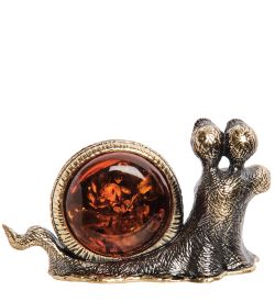 Народные промыслы AM- 245 Фигурка «Улитка» (латунь, янтарь)