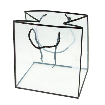 Пакет для цветов, пластик, Черный/Прозрачный, 23*24*18 см, 1 шт.