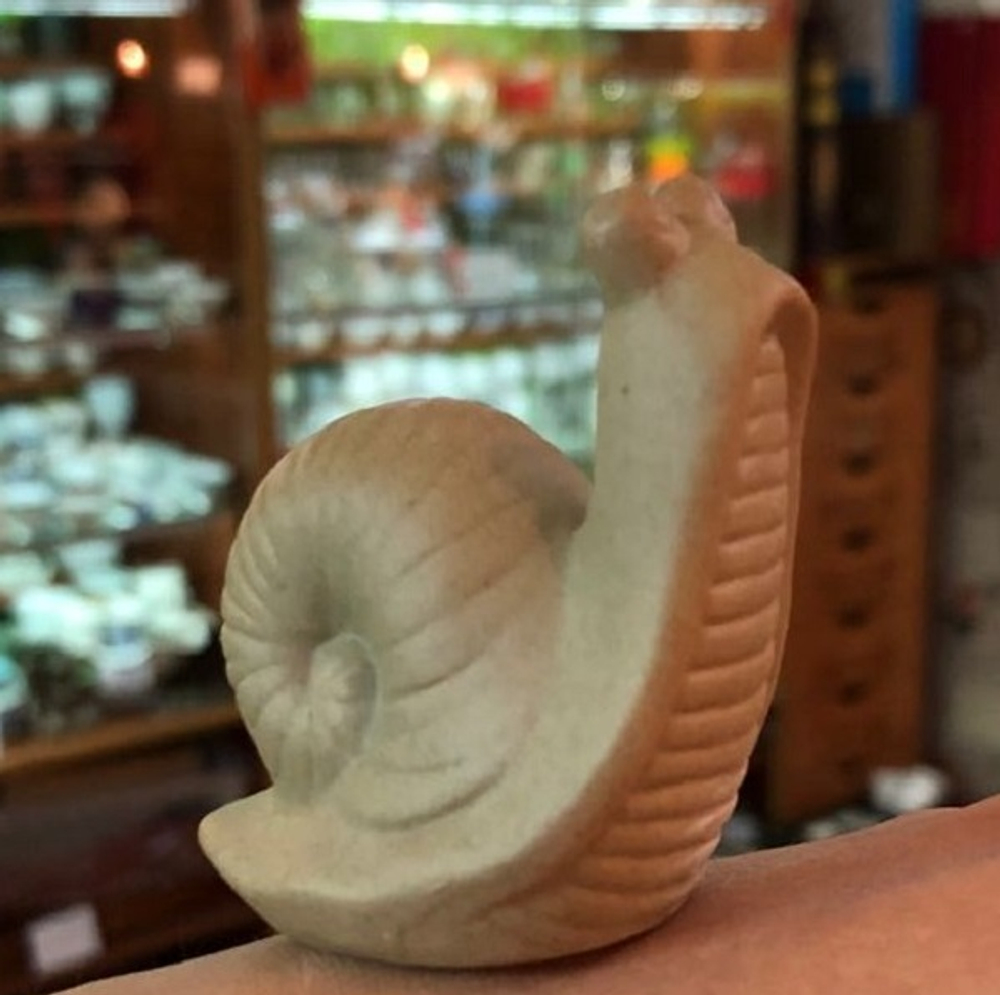 268111 Фигурка "Улитка" мини h=5,3см, l=7,2см, глина песочный