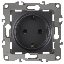 12-2101-05 ЭРА Розетка 2P+E Schuko, 16A-250В, IP20, Эра12, антрацит | Эра 12 Антрацит