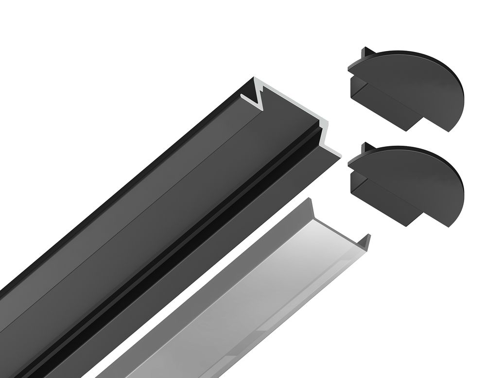 Ambrella Алюминиевый профиль встраиваемый 21.5*6.8 для светодиодной ленты до 11мм Alum Profile GP1001BK/BK