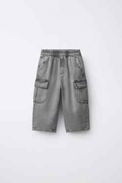 ZARA ДЖИНСЫ КАРГО, СЕРЫЙ