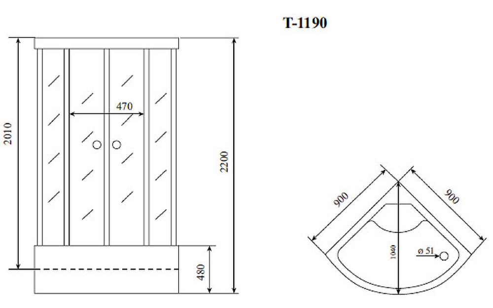 Душевая кабина Timo Standart 90x90 T-1190 с гидромассажем