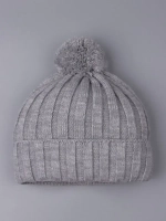 Шапка детская осенняя вязаная с помпоном