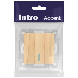 Выключатель Intro Accent 6-102-11 с подсветкой, 10А-250В, IP20, СУ, AL/CU, сосна