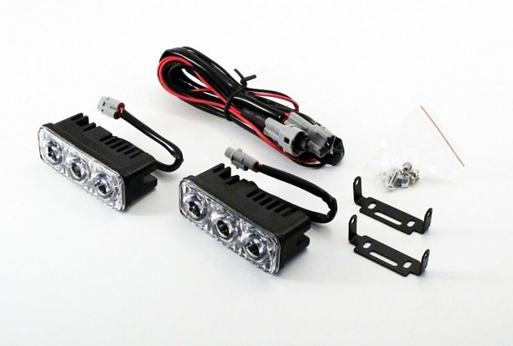 Дневные ходовые огни 12V 18W COB метал. корпус, 3 диода (к-т 2шт) (Вымпел)