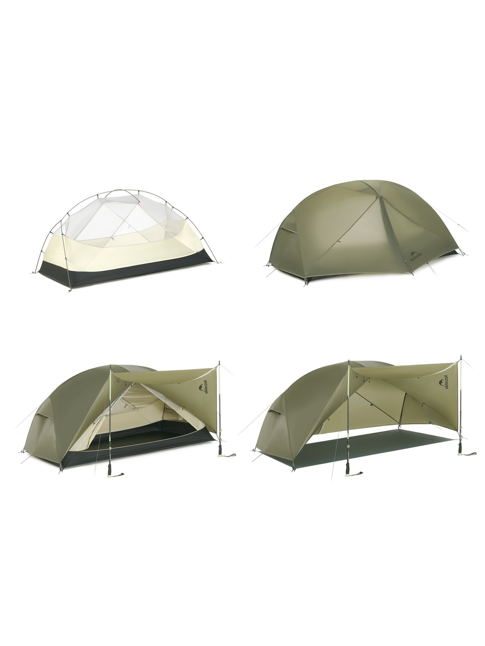 Палатка Naturehike Mongar PRO 3-местная, алюминиевый каркас, олива (зеленая)
