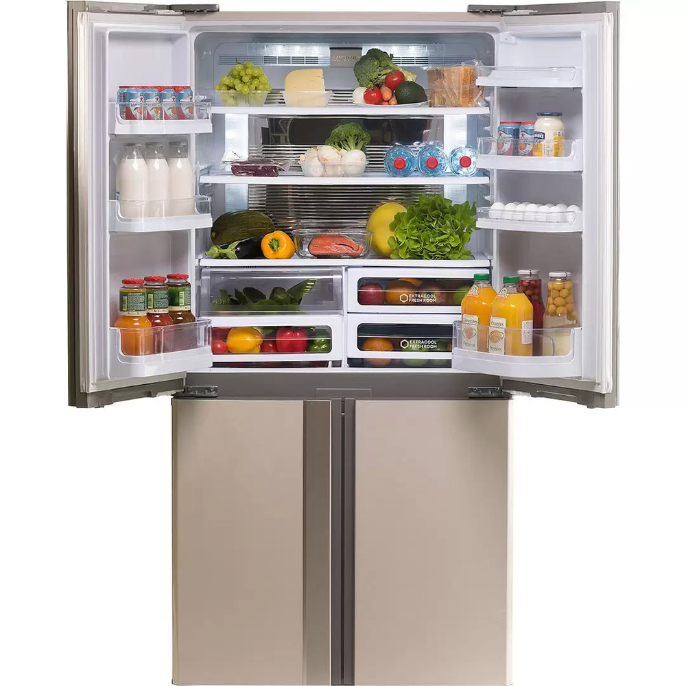 Холодильник Sharp  SJ-EX98F-BE 4-х дверный холодильник с инверторным компрессором J-Tech Inverter и внушительным общим полезным объемом 605л.