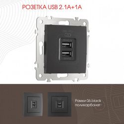 Розетка USB, без рамки Arte Milano am-206 206.46-1.black