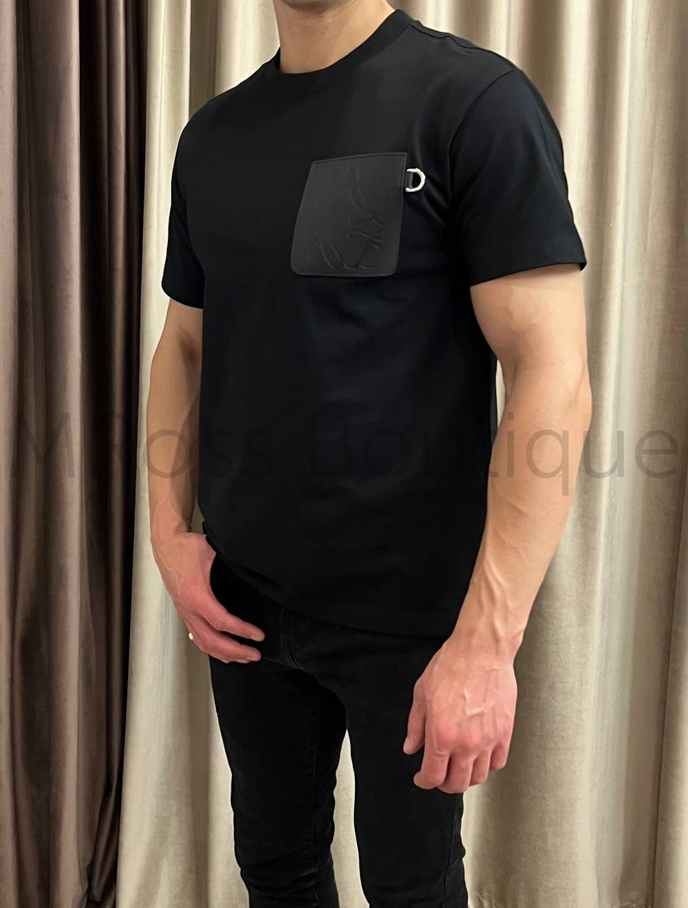 Черная футболка Loewe премиум класса с карманом