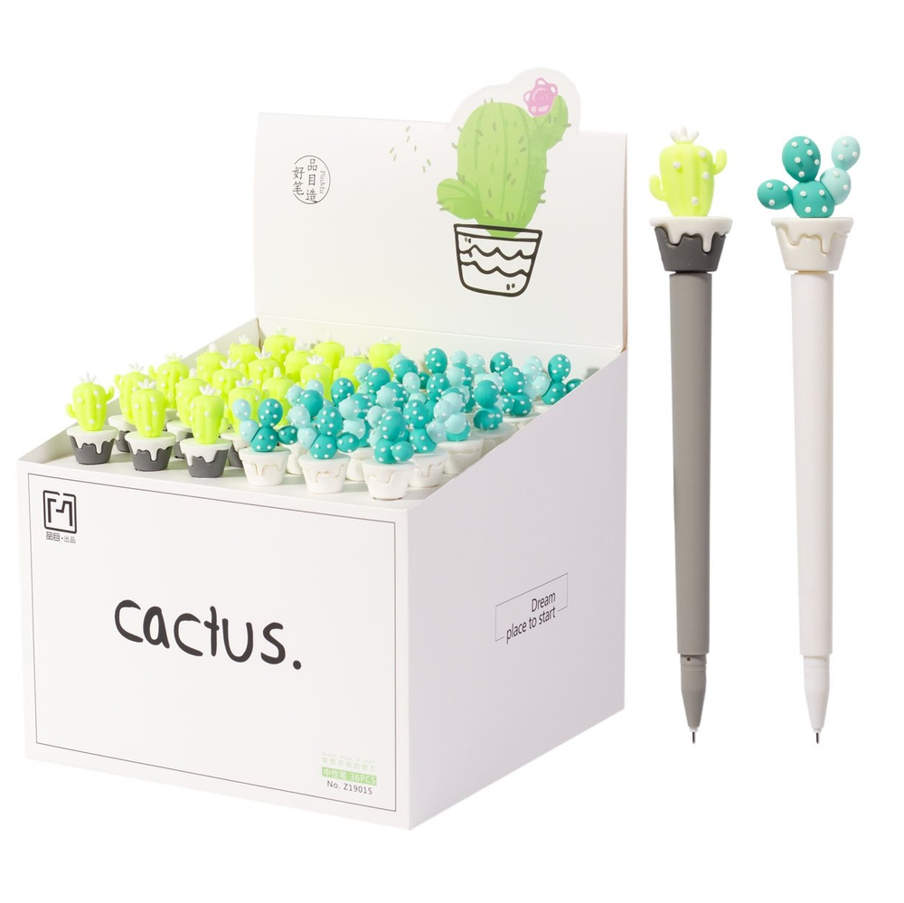 Ручка гелевая Alingar "Кактус", 0,5 мм, синяя, игольчатый наконечник, круглый цветной пластиковый корпус, карт. уп.