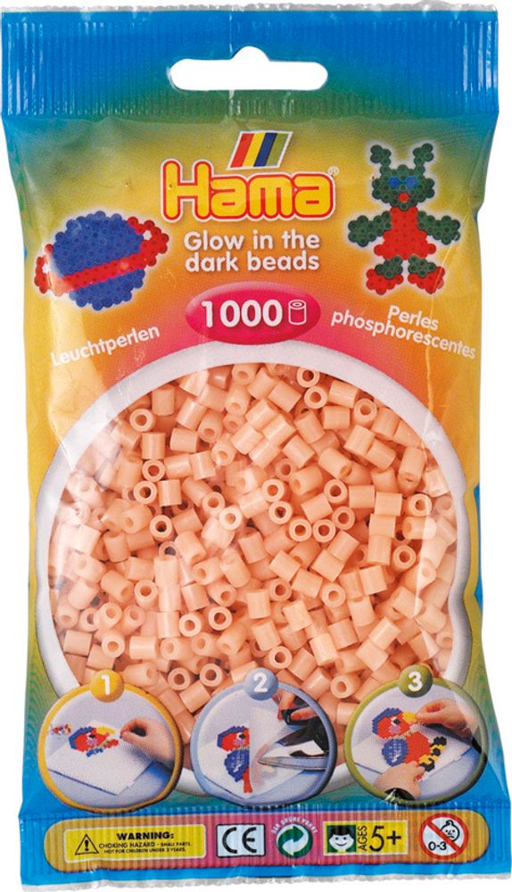 Hama Бусинки для термомозаики MIDI светящиеся в темноте красные, 1000 шт. (207-56)