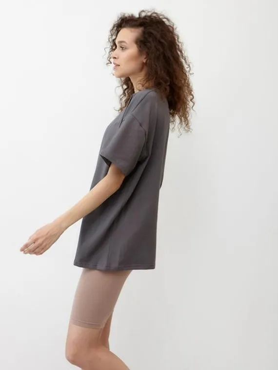 Футболка женская MINAKU: Оversize, цвет графитовый, р-р 44