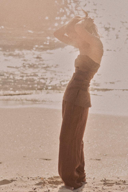 ZARA БРЮКИ СВОБОДНОГО КРОЯ, ШОКОЛАДНО-КОРИЧНЕВЫЙ