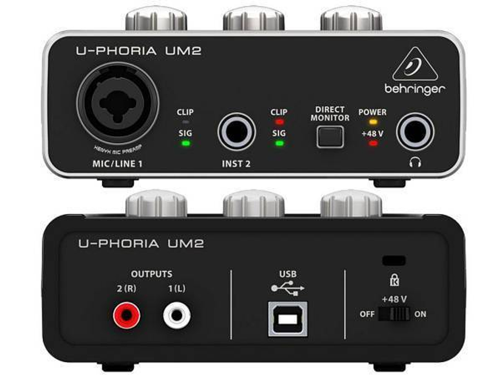 BEHRINGER UM2 внешний интерфейс USB для записи и воспроизведения звука на компьютере (PC / MAC).