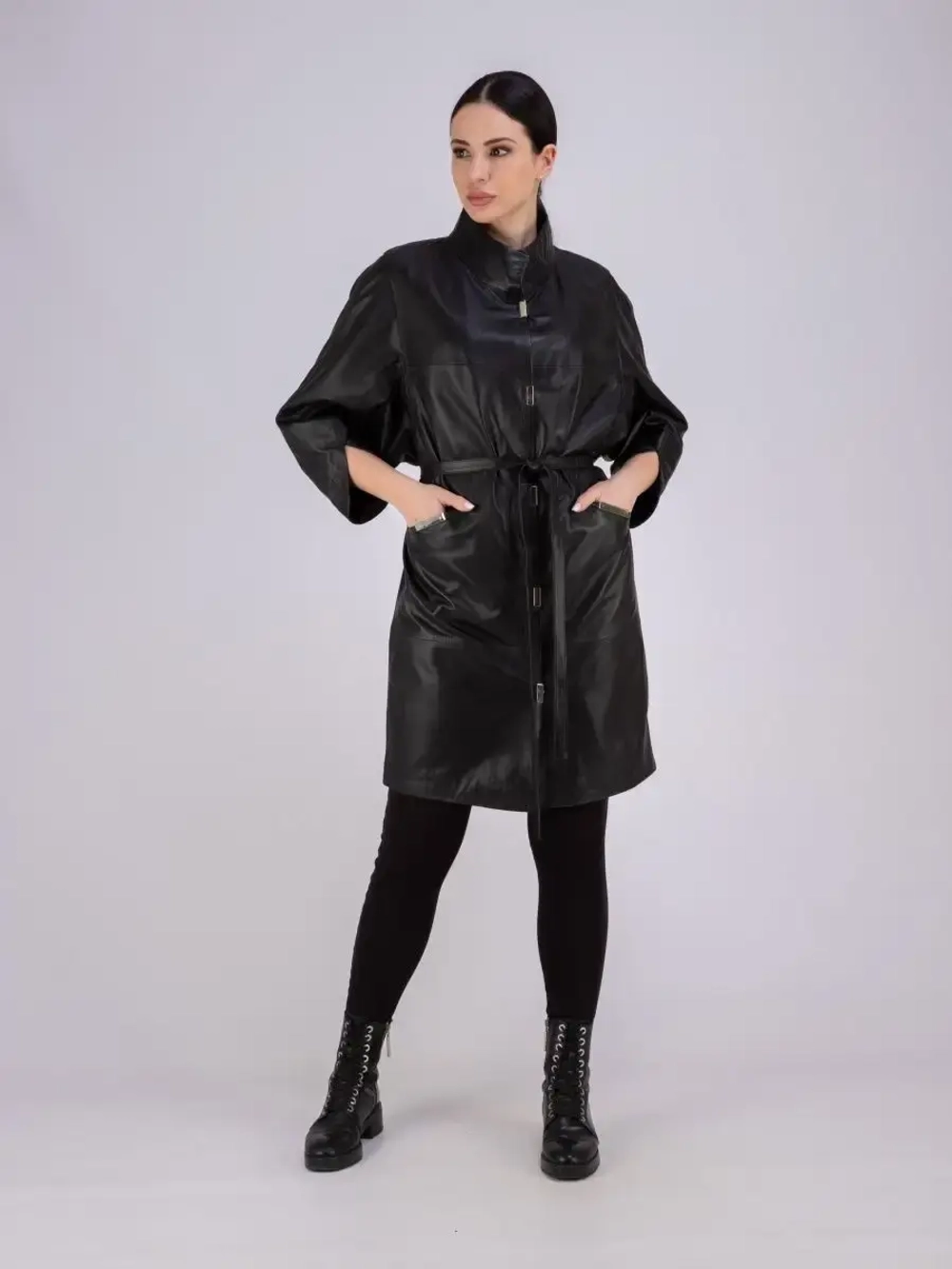 Плащ женский кожаный длинный Турция