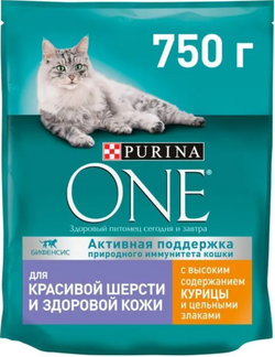 Purina ONE для красивой Шерсти и здоровой Кожи с курицей 750г.*8