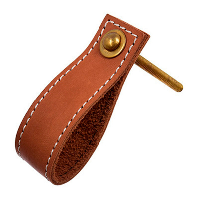 BLUMEN HAUS Ручка кожаная для мебели цвет светло коричневый шов белый  66312