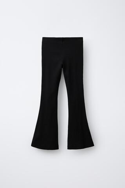 ZARA ЛЕГИНСЫ В РУБЧИК FLARE ОДНОТОННЫЕ, ЧЕРНЫЙ