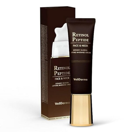 Омолаживающий пептидный крем с Гуаша на основе ретинола WellDerma Retinol Peptide Face&Neck Seramic Guasha Lifting Massage Cream, 80мл