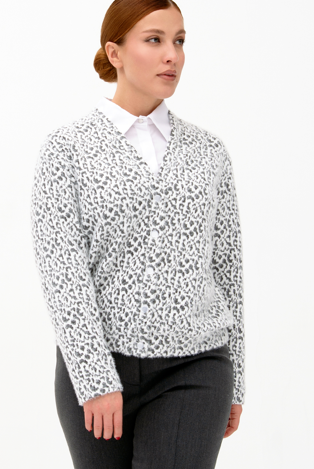 Кардиган 4704з, бело-серый #521БС134704з