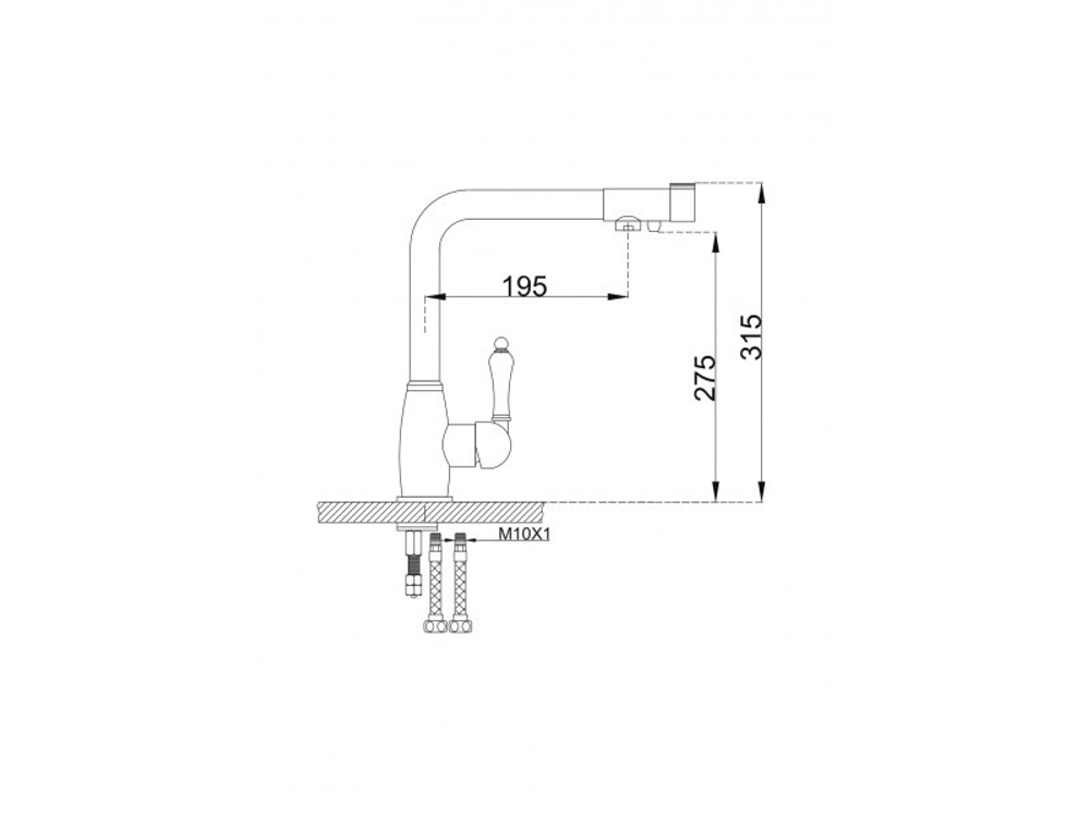 Смеситель для кухни с переключателем на питьевую воду TL-1554-chrom