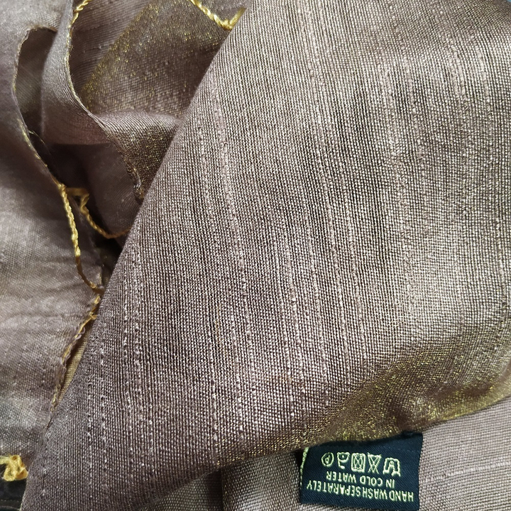 Палантин Вискоза 100% цвет коричневый, рыжие кисти размер 70x190 см.