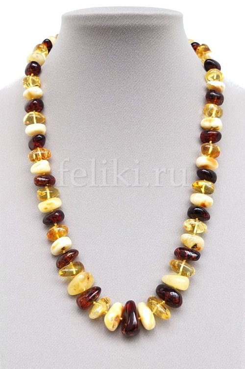 бусы из янтаря трёхцветные барокко