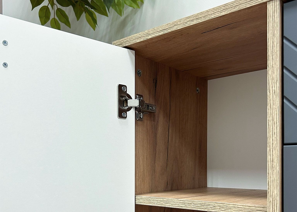 Комод для одежды с ящиками и полками Дуб Золотой/Графит 3 ящика 114х33х73 см