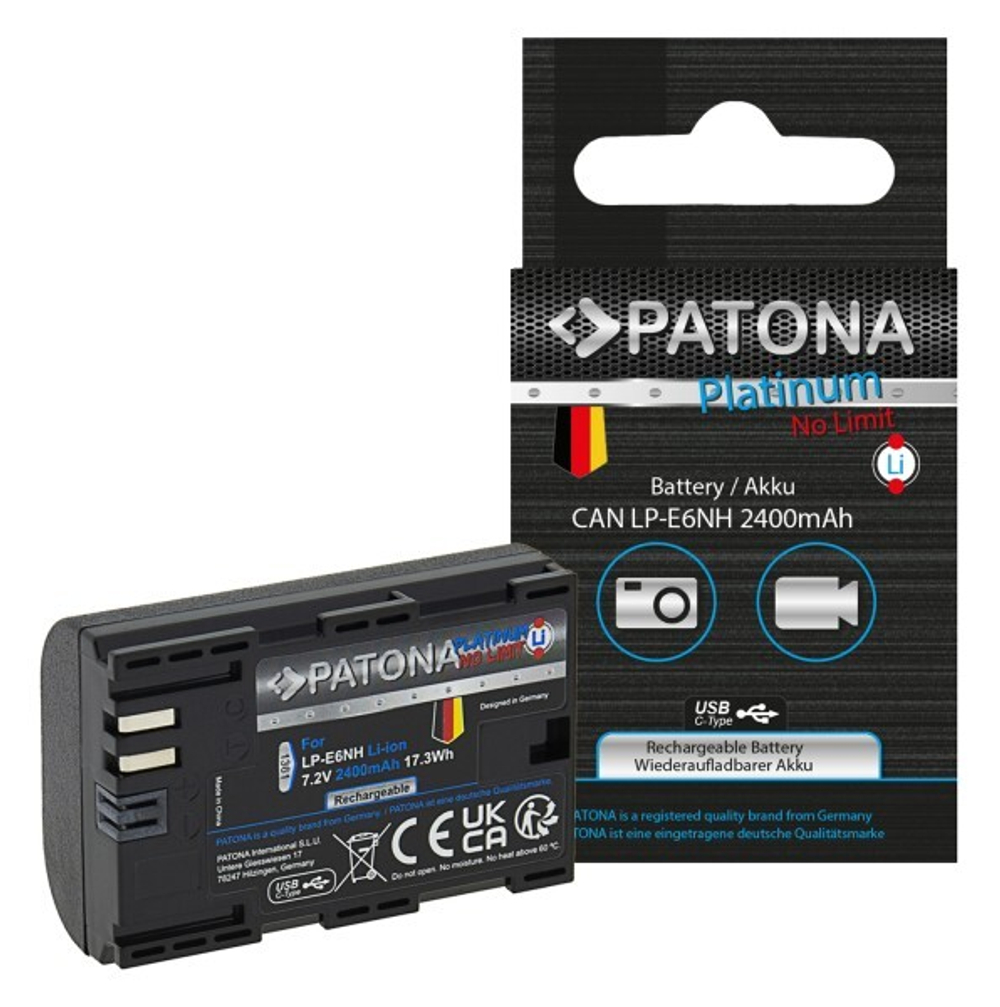 PATONA Platinum аналог Canon LP-E6NH с зарядкой по USB-C