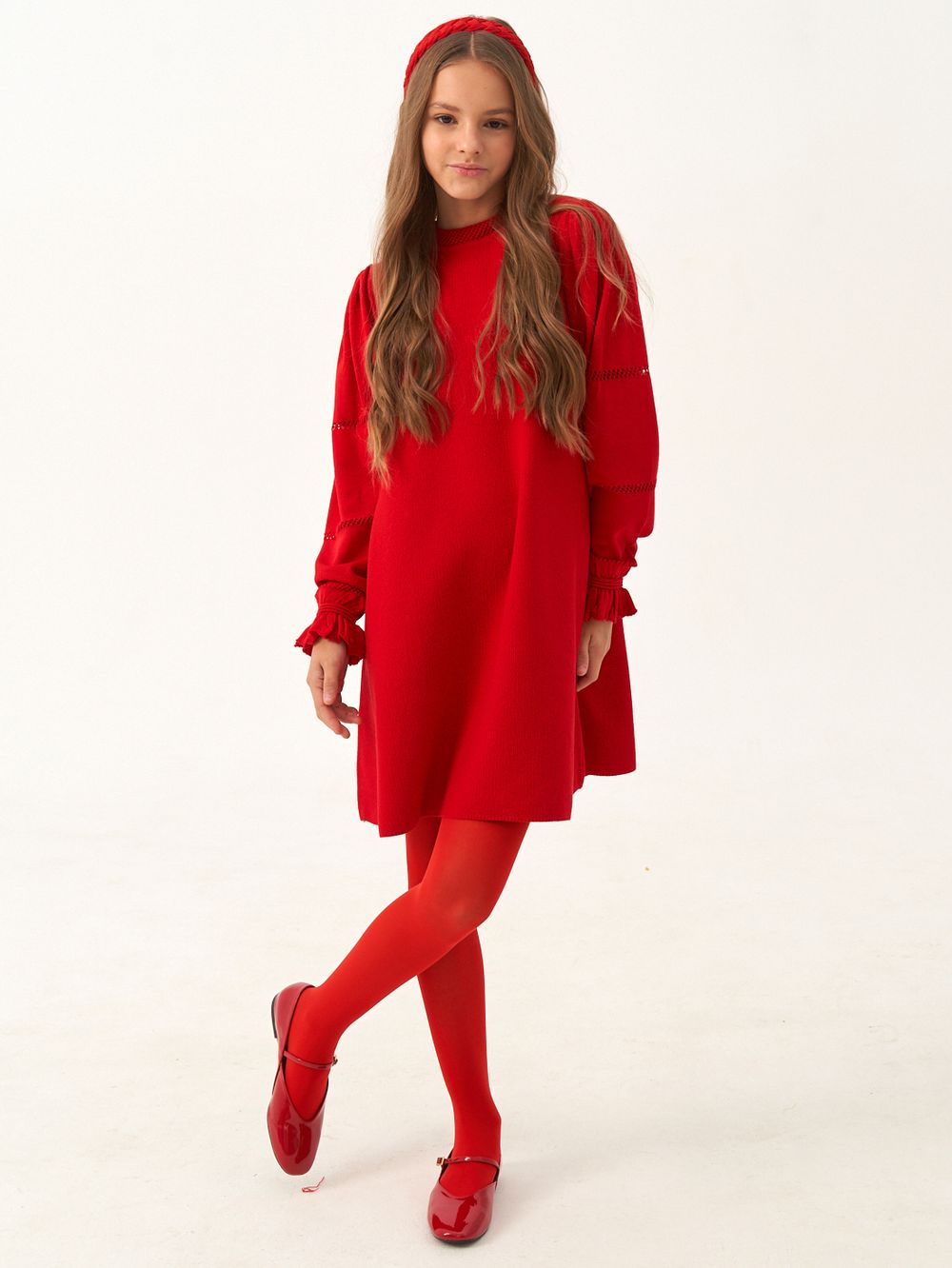 Платье для девочки с длинным рукавом AT1039 красный