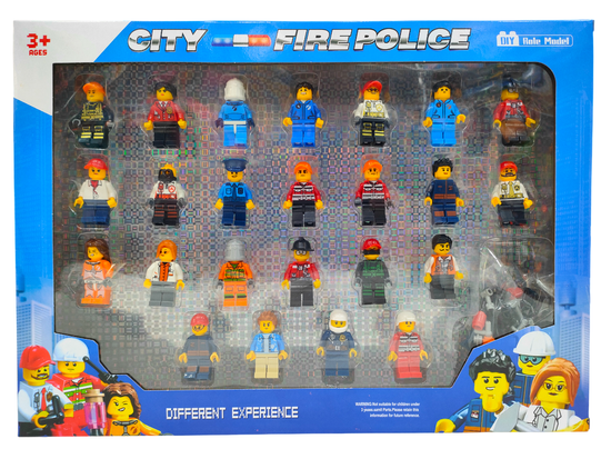 НАБОР МИНИ- ФИГУРОК " CITY FIRE/POLICE ", 24 ФИГУРОК + АКСЕССУАРЫ