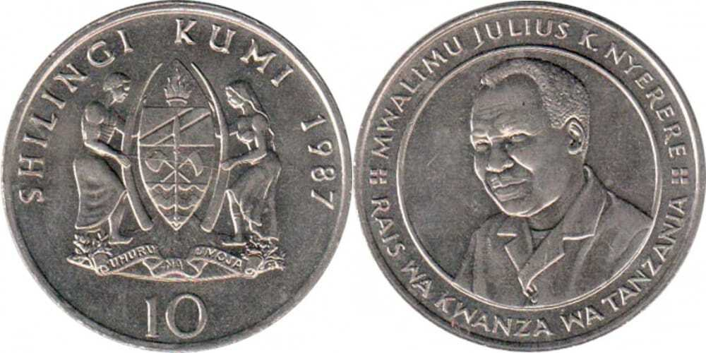 Танзания 10 шиллингов, 1987-1989 UNC