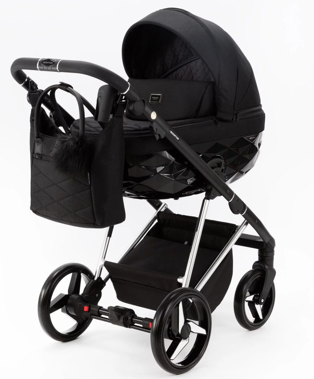 Детская коляска Adamex Quantum Special Edition 3 в 1 Q-TK618 (ЧЕРНЫЙ+ХРОМ РАМА)