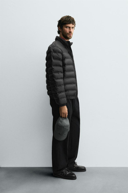 ZARA ЛЕГКАЯ СТЕГАНАЯ КУРТКА WATER REPELLENT, ЧЕРНЫЙ