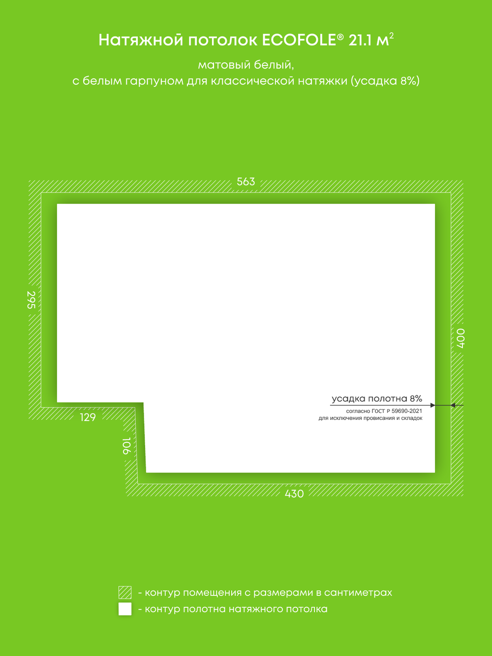 Натяжные потолки 21.1 м2, 3.8 м2, 2.9 м2, 3.1 м2