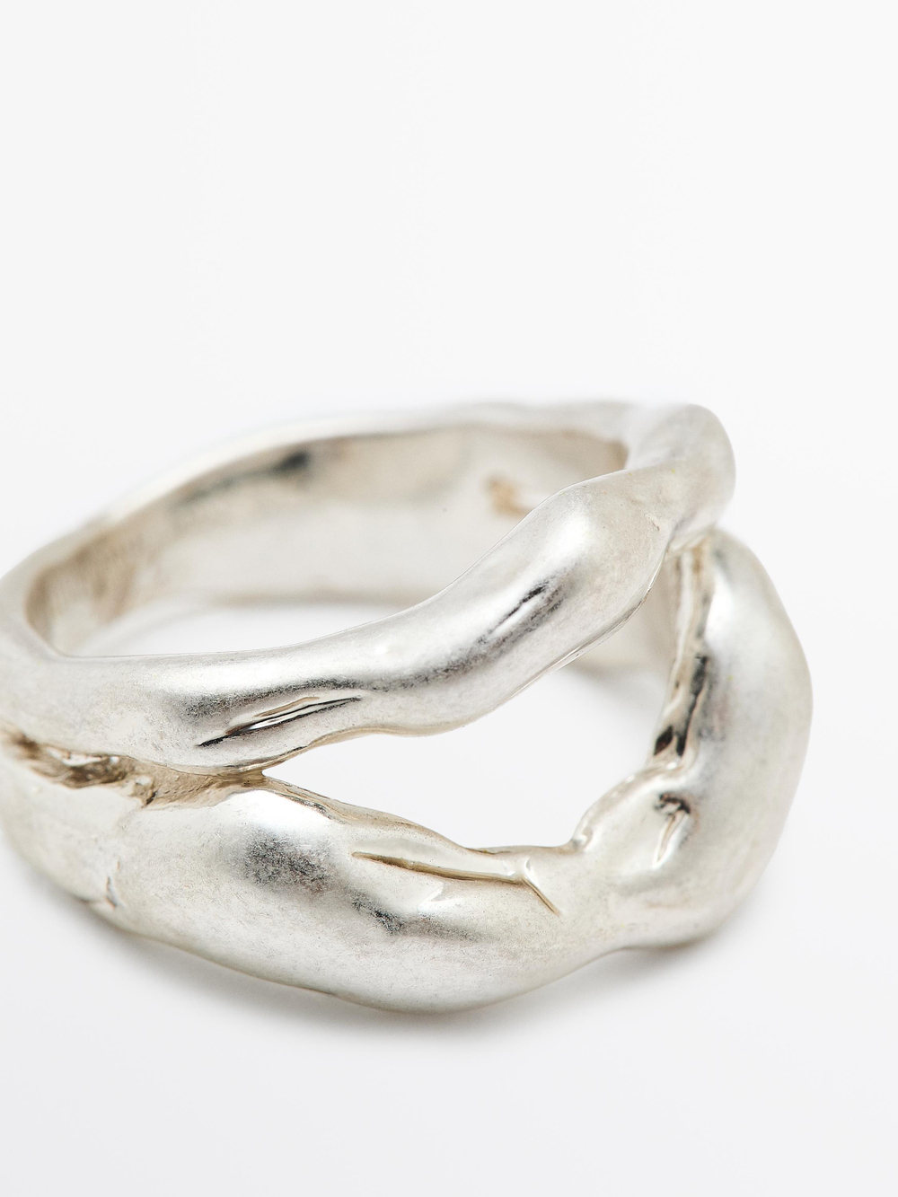Massimo Dutti Металлическое кольцо абстрактной формы, серебряный