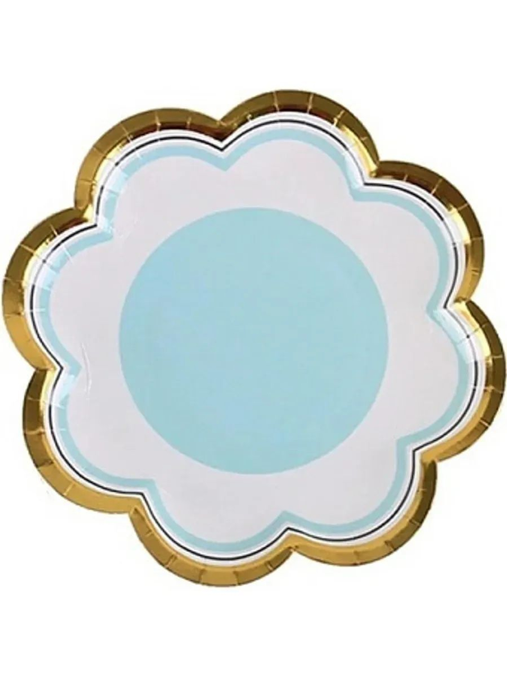 Тарелки (7""/18 см) Цветок, Голубой, Металлик, 6 шт.