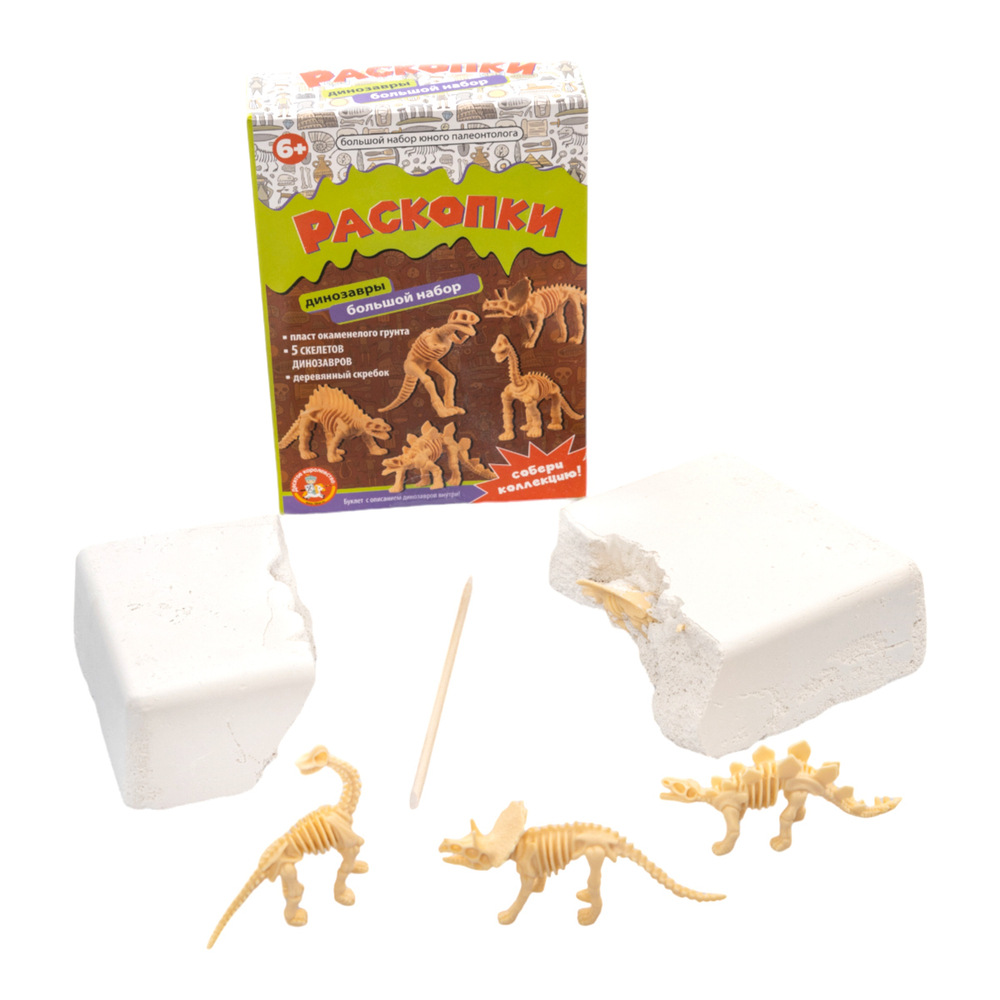 Раскопки Большой набор Юного палеонтолога 5 динозавров