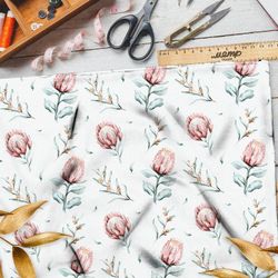 Ткань атлас цветок на стебле