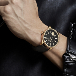 VERSUS Wrist Watch Quartz Movement Leather Strap Black Dial Men"s Watches