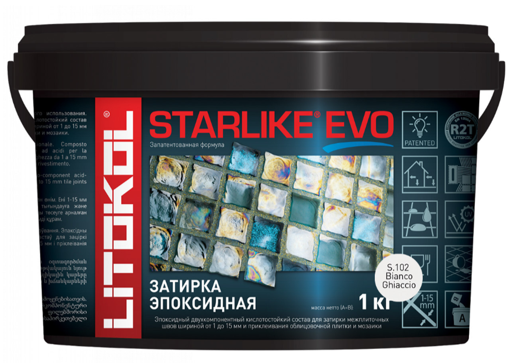 Затирка LITOKOL STARLIKE EVO S102  Bianco Ghiaccio 1кг