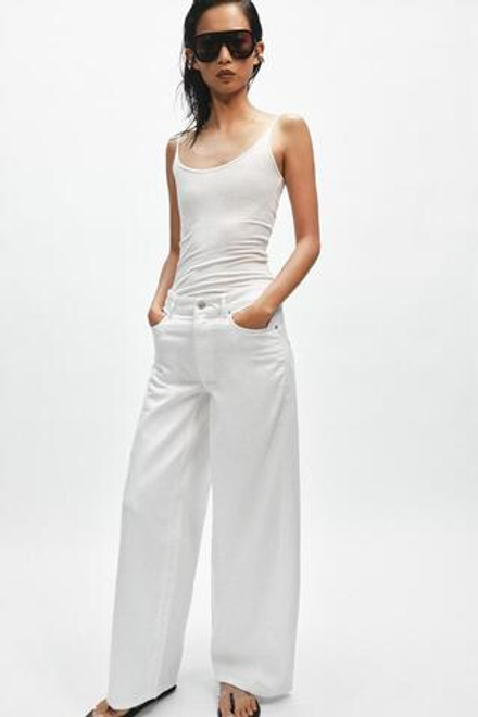 ZARA ДЖИНСЫ ZW COLLECTION LOOSE BARREL СО СРЕДНЕЙ ПОСАДКОЙ, БЕЛЫЙ