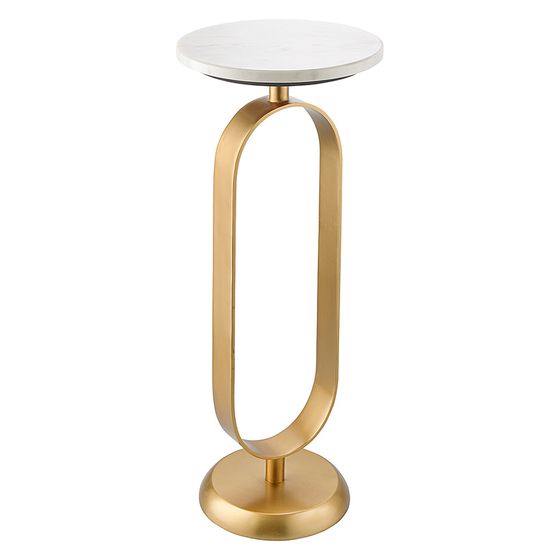 Столик приставной Svein, Ø25х63 см, мрамор/золото