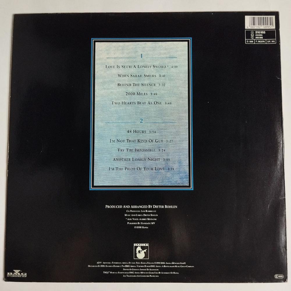 Винтажная виниловая пластинка LP Blue System Obsession (Germany 1990)