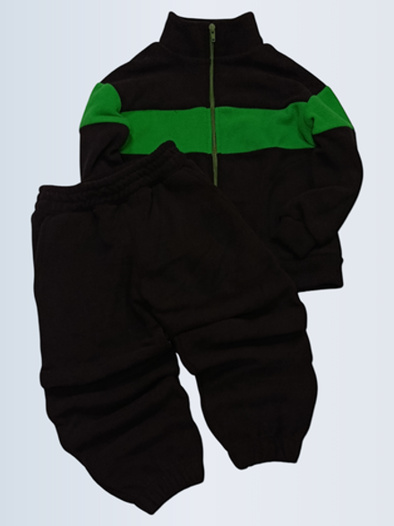 10525 Костюм детский флисовый черный/зеленый (56-98/104)