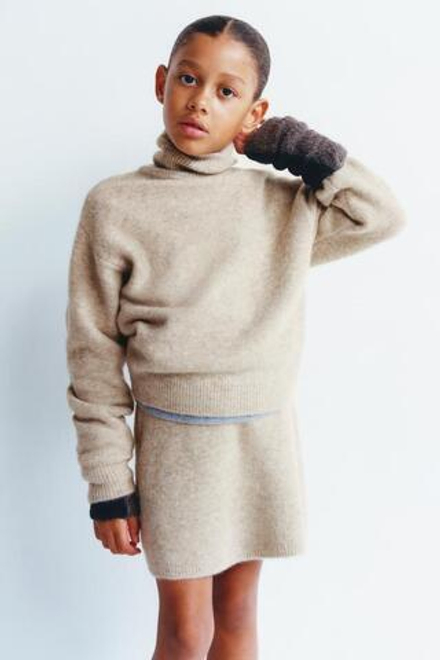 ZARA ВЯЗАНАЯ ЮБКА, СЕРО-КОРИЧНЕВЫЙ