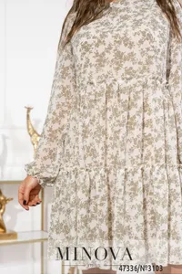 Платье 3103-белый-бежевый Minova