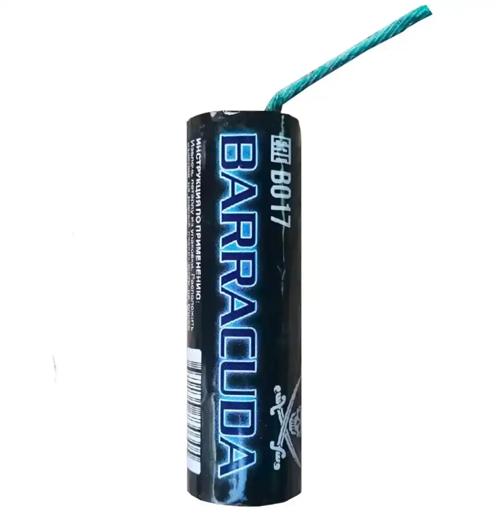 купить мощную петарду Barracuda В017 поштучно — 9 г флэш-пороха, громкий звук и вспышка, бренд ТМ Волк.